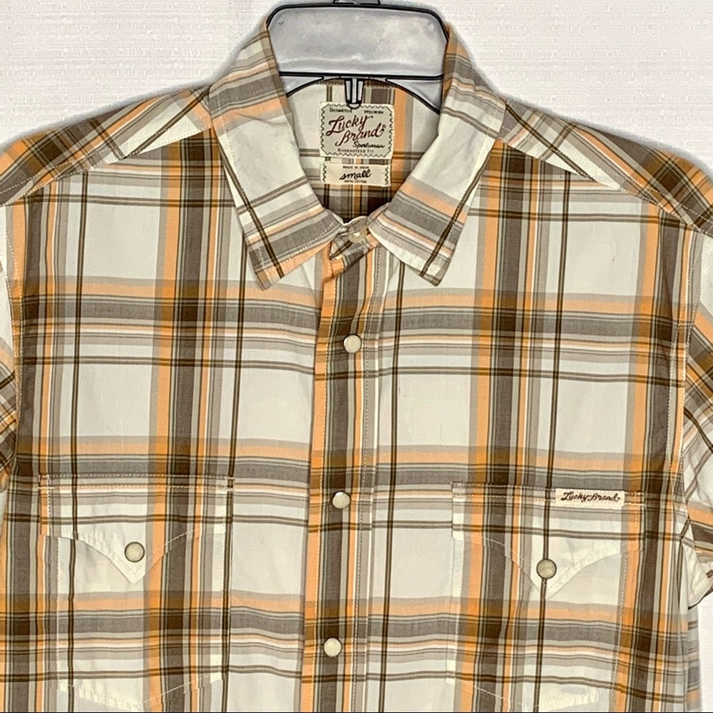 Lucky Brand Mens Western Snap Shirt Short Sleeve